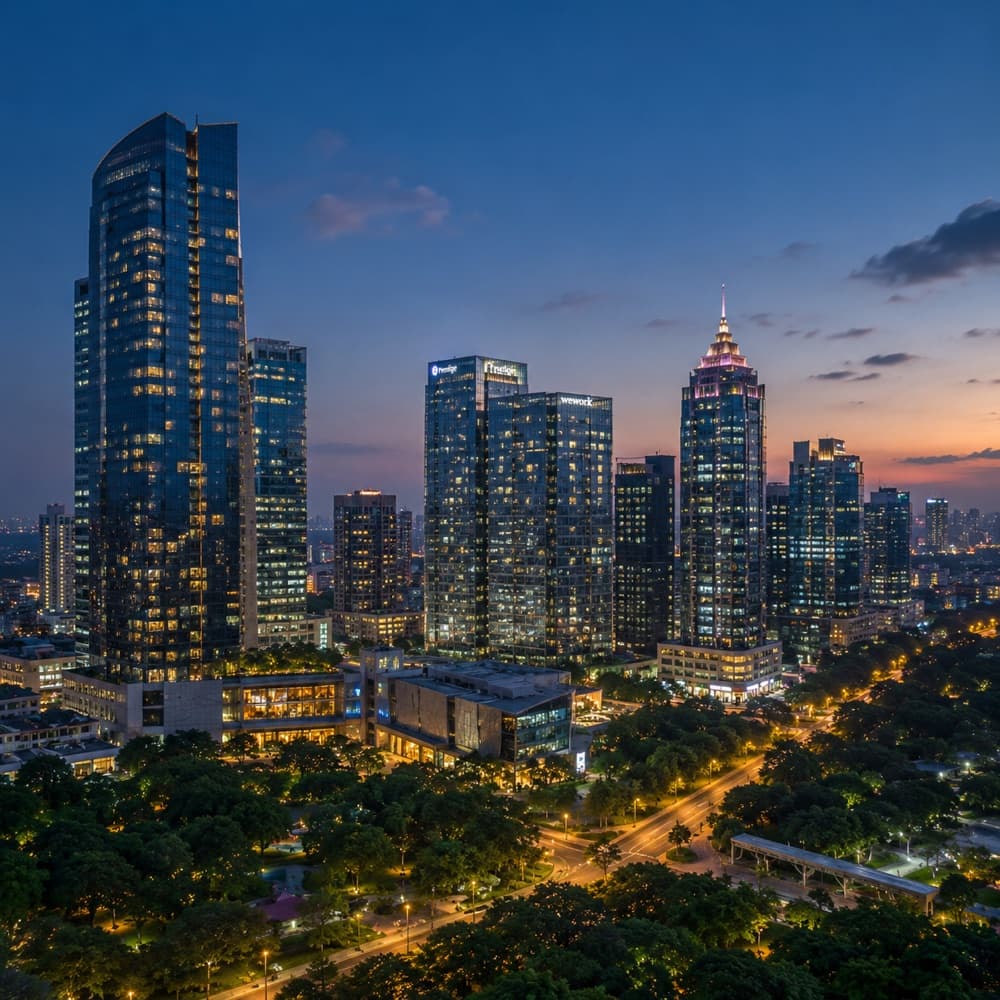 Bengaluru city skyline at dusk