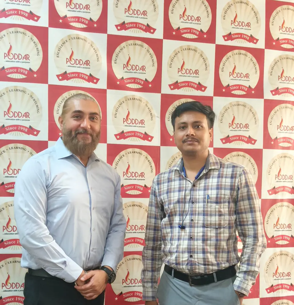 On campus at Poddar. Poddar Business School, Jaipur, Rajasthan.